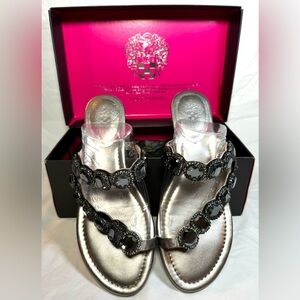 Vince Camuto Silver Embellished Sandals Size 7.5M